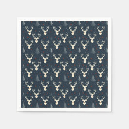 Vakantie rendieren, kerstboom, sneeuwvlok servet