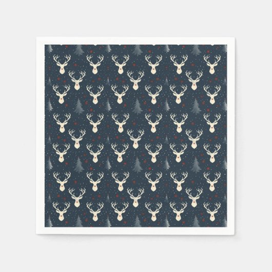 Vakantie rendieren, kerstboom, sneeuwvlok servet (Voorkant)