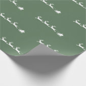 Vakantie rendieren Santa Kerstmis rustiek groen Cadeaupapier (Hoek)