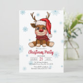 Vakantie rendieren Vrolijk kerstfeest uitnodiging (Staand voorkant)