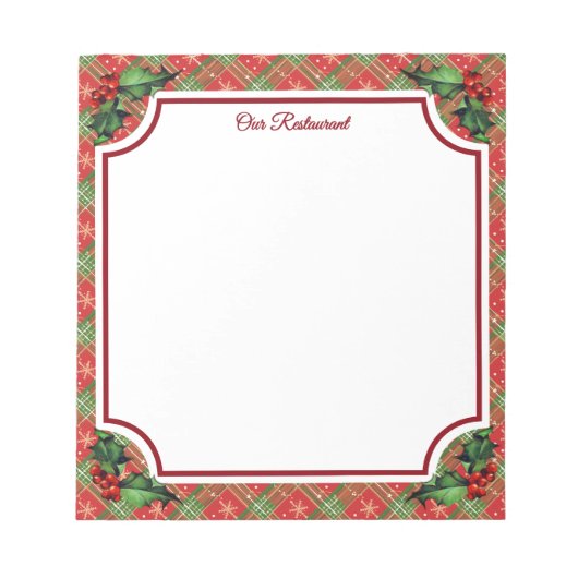 Vakantie Restaurant Red Plaid Notitieblok (Voorkant)