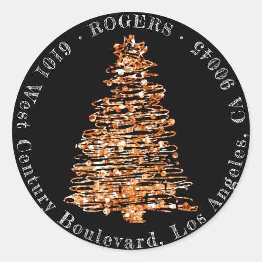Vakantie retour adres koper RSVP kerstboom Ronde Sticker (Voorkant)