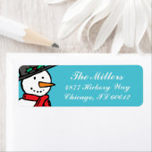 Vakantie retour adreslabels: Snowman Turquoise Etiket (Insitu)