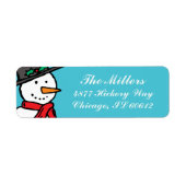 Vakantie retour adreslabels: Snowman Turquoise Etiket (Voorkant)