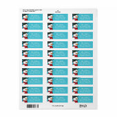 Vakantie retour adreslabels: Snowman Turquoise Etiket (Full Sheet)