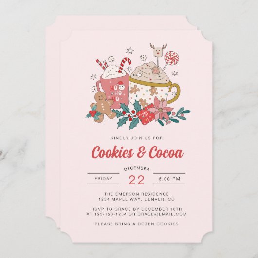 Vakantie retro kerst uitnodiging (Voorkant / Achterkant)