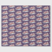 Vakantie retro vrachtwagen met snoepstokken cadeaupapier (Vlak)