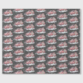 Vakantie retro vrachtwagen met snoepstokken cadeaupapier (Vlak)