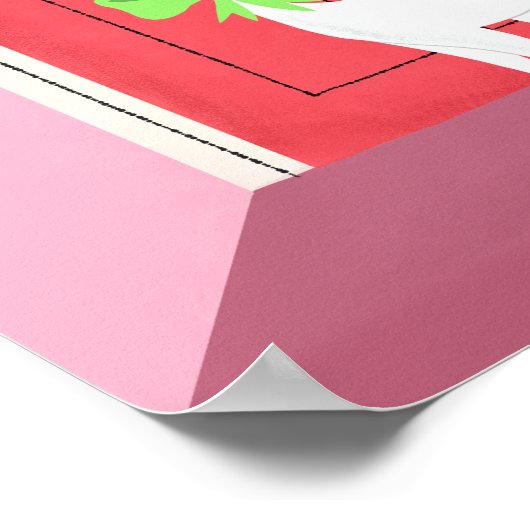 Vakantie Retro Witte Kat en Muis Art Print (Hoek)