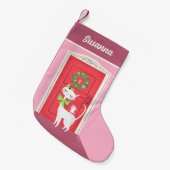 Vakantie Retro Witte kat en muis Kleine Kerstsok (Voorkant (Hangend))