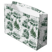 Vakantie Road Trip Kerst Gift Bag | groen Groot Cadeauzakje (Achterkant Gekanteld)