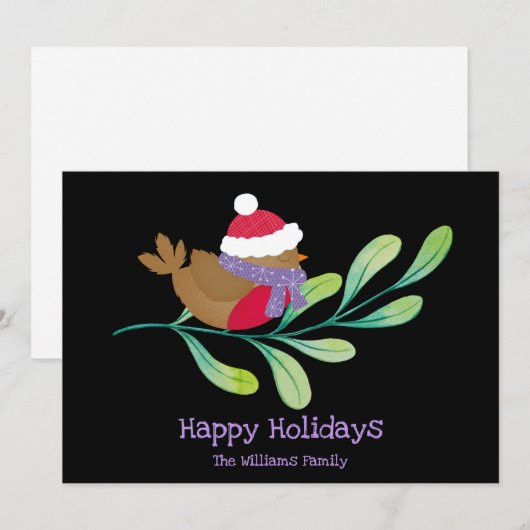 Vakantie Robin op een filiaal Flat Holiday Kaart (Voorkant / Achterkant)