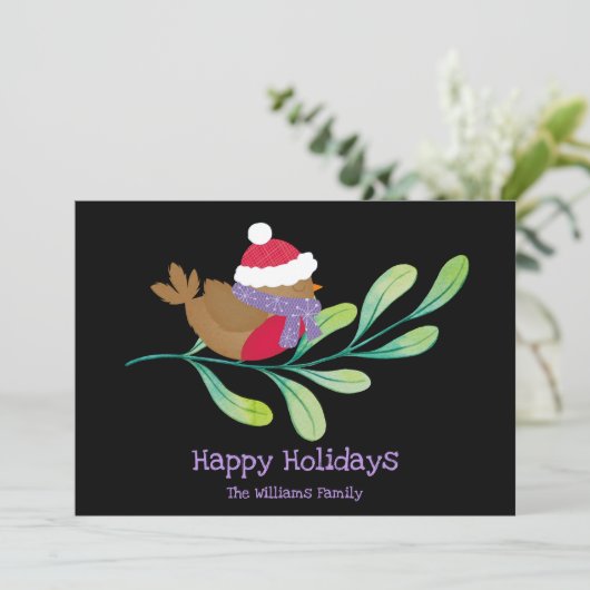 Vakantie Robin op een filiaal Flat Holiday Kaart (Staand voorkant)