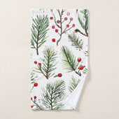 Vakantie rode bessen & dennen ontwerp bad handdoek (Handdoek)
