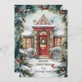 Vakantie Rode Deur Kunst Kerst Platte Kaart (Voorkant / Achterkant)