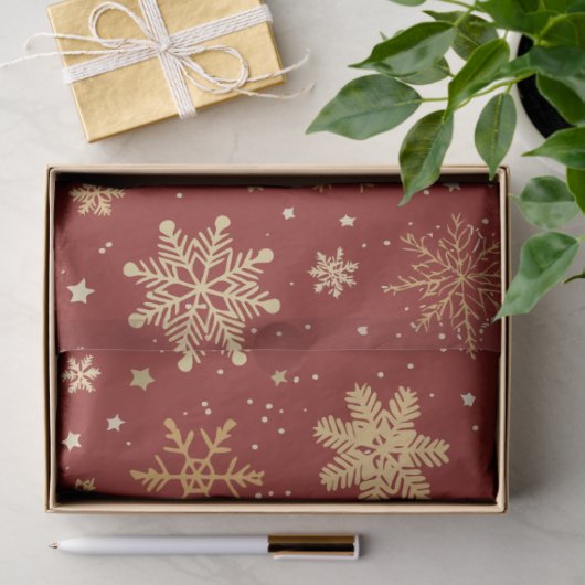 Vakantie rode en gouden sneeuwvlokken tissuepapier (Geschenk)