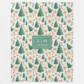 Vakantie rode en gouden waterverf kerstbomen fleece deken (Voorkant)