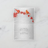 Vakantie Rode Kardinalen Faux Zilver Dank u kaart (Binnen)