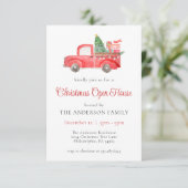 Vakantie Rode Kerst Truck Open Huis Kaart (Staand voorkant)