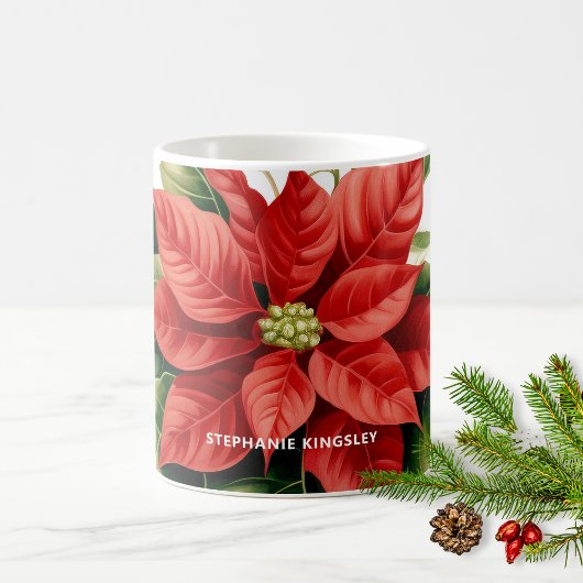 Vakantie Rode Kerstmis Poinsettia gepersonaliseerd Koffiemok