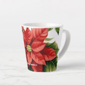 Vakantie Rode Kerstmis Poinsettia gepersonaliseerd Latte Mok (Rechterhoek)