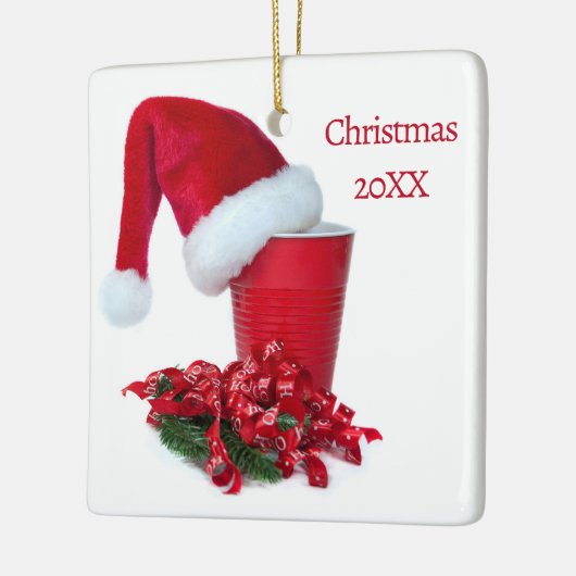 Vakantie Rode Partij Cup Keramisch Ornament (Links)