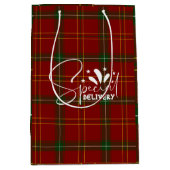 Vakantie Rode Tartan Kerst Plaid Medium Cadeauzakje (Voorkant)