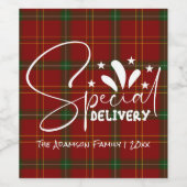 Vakantie Rode Tartan Kerst Plaid Wijn Etiket (Enkel label)