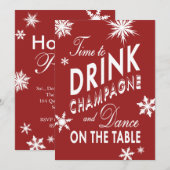 Vakantie Rode Tijd om te Drinken Champagne Invitat Kaart (Voorkant / Achterkant)