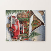 Vakantie Rode Vrachtwagen Spel Puzzel Legpuzzel (Horizontaal)