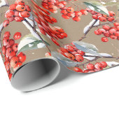 Vakantie Rode Winterberry Holly Rustic Kraft Cadeaupapier (Rol Hoek)
