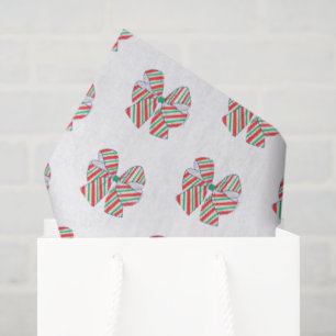 Vakantie Rood en Groen Gestreepte Bogen Tissuepapier