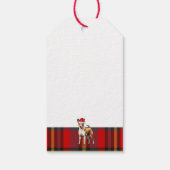 Vakantie Rood en Groen Plaid Basenji Hondenkerst Cadeaulabel (Achterkant)