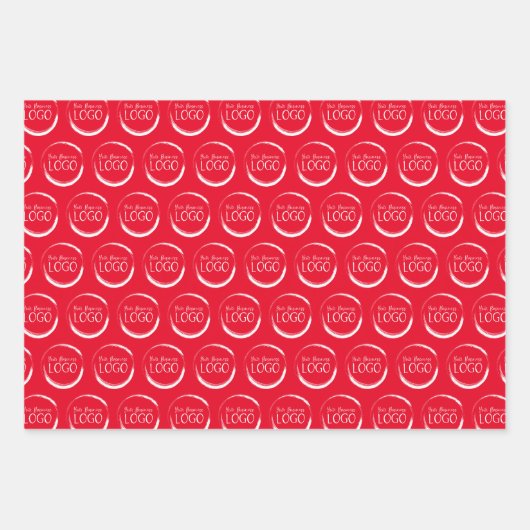 Vakantie Rood en Wit Klein Zakelijk Logo Inpakpapier Vel (Voorkant)