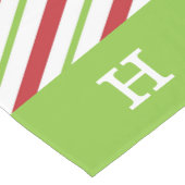 Vakantie Rood Groen Gestreept Monogram Kerstmis Korte Tafelloper (Hoek)