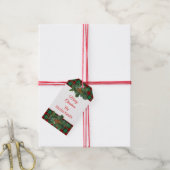 Vakantie Rood Groen Plaid met Holly Editable Cadeaulabel (Met Touw)