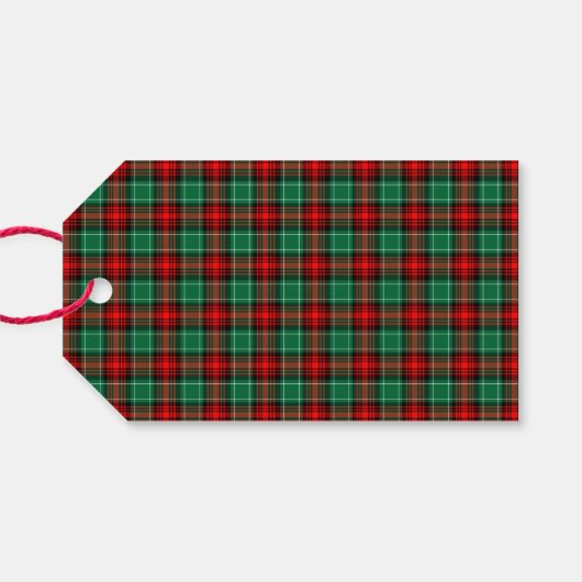 Vakantie Rood Groen Plaid met Holly Editable Cadeaulabel (Achterkant Horizontaal)