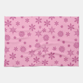 VAKANTIE ROZE GLITTER LOOK SNEEUWVLOKKEN THEEDOEK