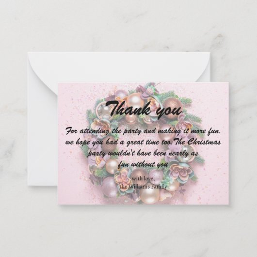 Vakantie Roze krans Kerstfeest Dank u Notitiekaartje (Voorkant)