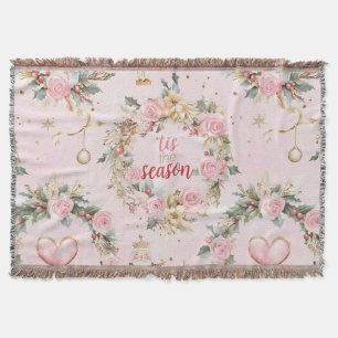 Vakantie Roze Vrolijke Kerstmis Beaux Krans Custom Deken