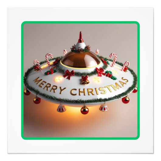 Vakantie Ruimteschip Kerst Decor Foto Afdruk (Voorkant)