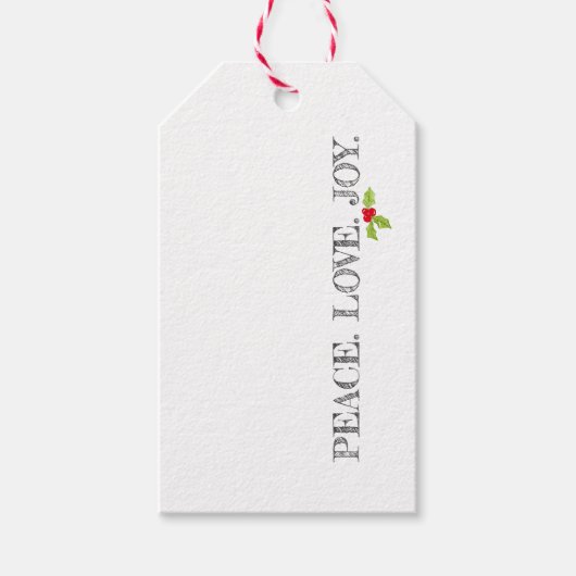 Vakantie RUST. LIEFS. VREUGDE. Kerstmis Holly Fees Cadeaulabel (Voorkant)