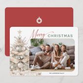 Vakantie Rustiek Evergreen Bericht Foto Kerstmis Feestdagenkaart (Voorkant / Achterkant)