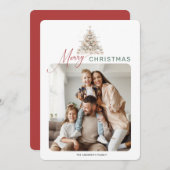 Vakantie Rustiek Evergreen Foto Kerstmis Kaart (Voorkant / Achterkant)