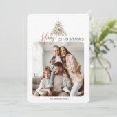 Vakantie Rustiek Evergreen Foto Kerstmis Kaart (Staand voorkant)
