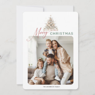 Vakantie Rustiek Evergreen Foto Kerstmis Kaart