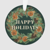 Vakantie Rustiek Gedroogd Sinaasappel Pine Krans F Ornament (voorkant)