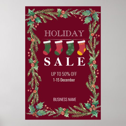 Vakantie Sale Kerstmis Bloem Zakelijke advertentie Poster (Voorkant)