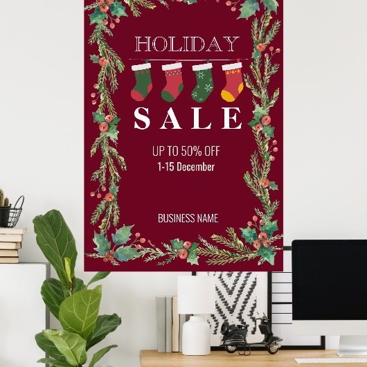 Vakantie Sale Kerstmis Bloem Zakelijke advertentie Poster (Thuiskantoor)