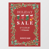 Vakantie Sale Kerstmis Bloemenwinkel Advertenties Raamsticker (Vel)